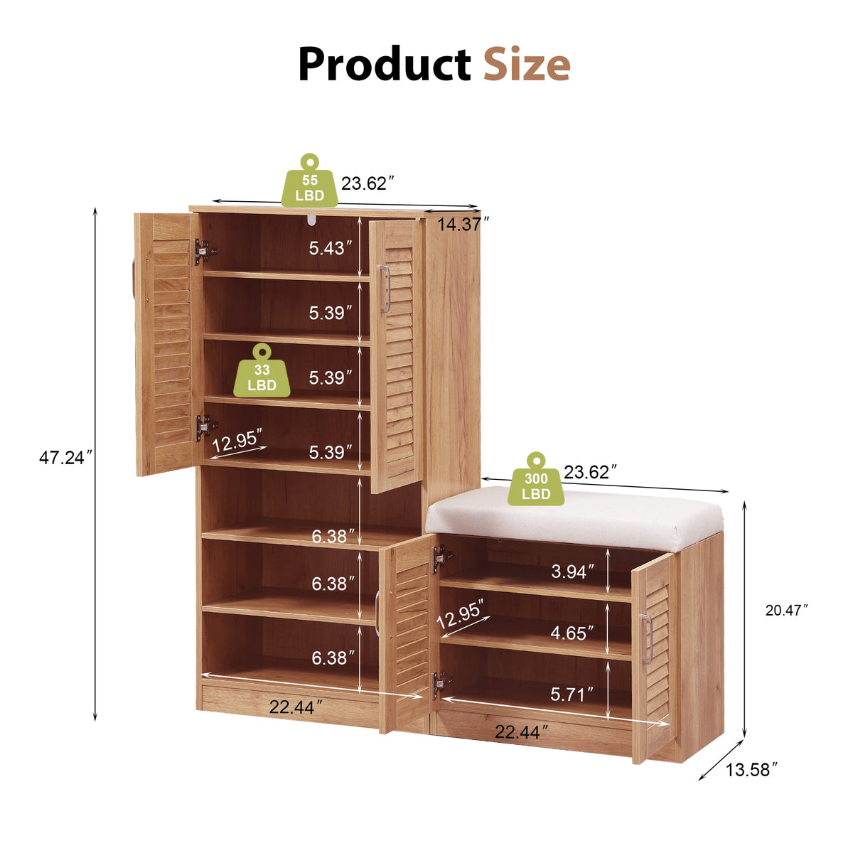 Multi Functional Shoe Storage Cabinet with Bench - Particle Board & MDF HouseOfZazla