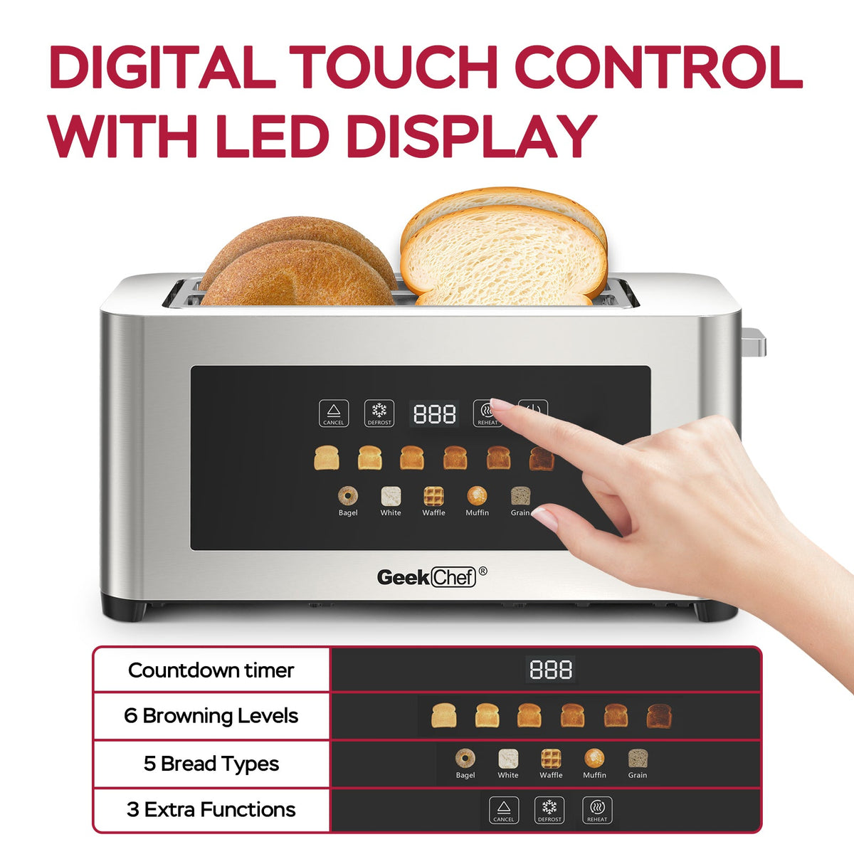 4-Slice Toaster with Extra-Wide Entrance - Stainless Steel HouseOfZazla