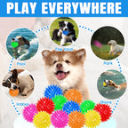 12-Pack Squeaky Spiky Dog Balls, Balls For Small Medium Dogs Durable TPR, Floats, Bouncy, Soothes Gums, Cleans Teeth, Boredom Buster, Interactive Play, Indoor And Outdoor Fetch