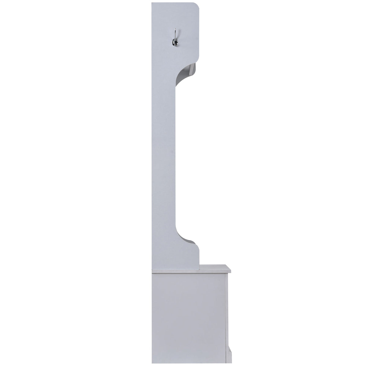 U-Can Hall Tree with 6 Hooks  Coat Hanger Entryway Bench Storage Bench (White) V.I.P Digital Presence