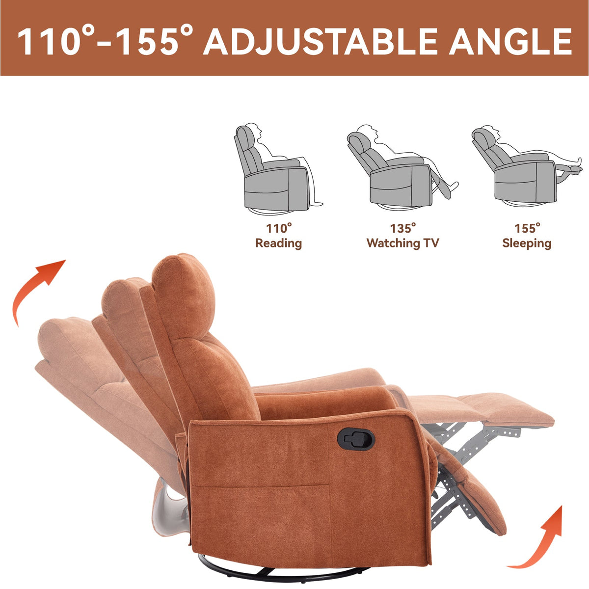 Heat Massage Manual Recliner Chair with Rocker & Swivel HouseOfZazla
