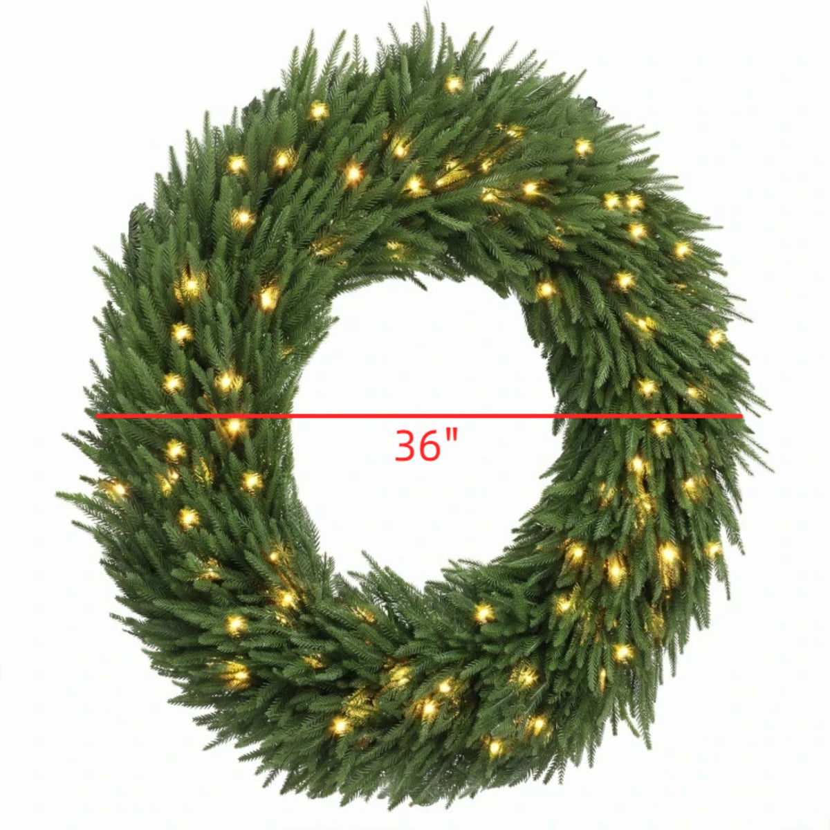 36-Inch Pre-Lit Christmas Wreath with Warm White Lights - Green HouseOfZazla