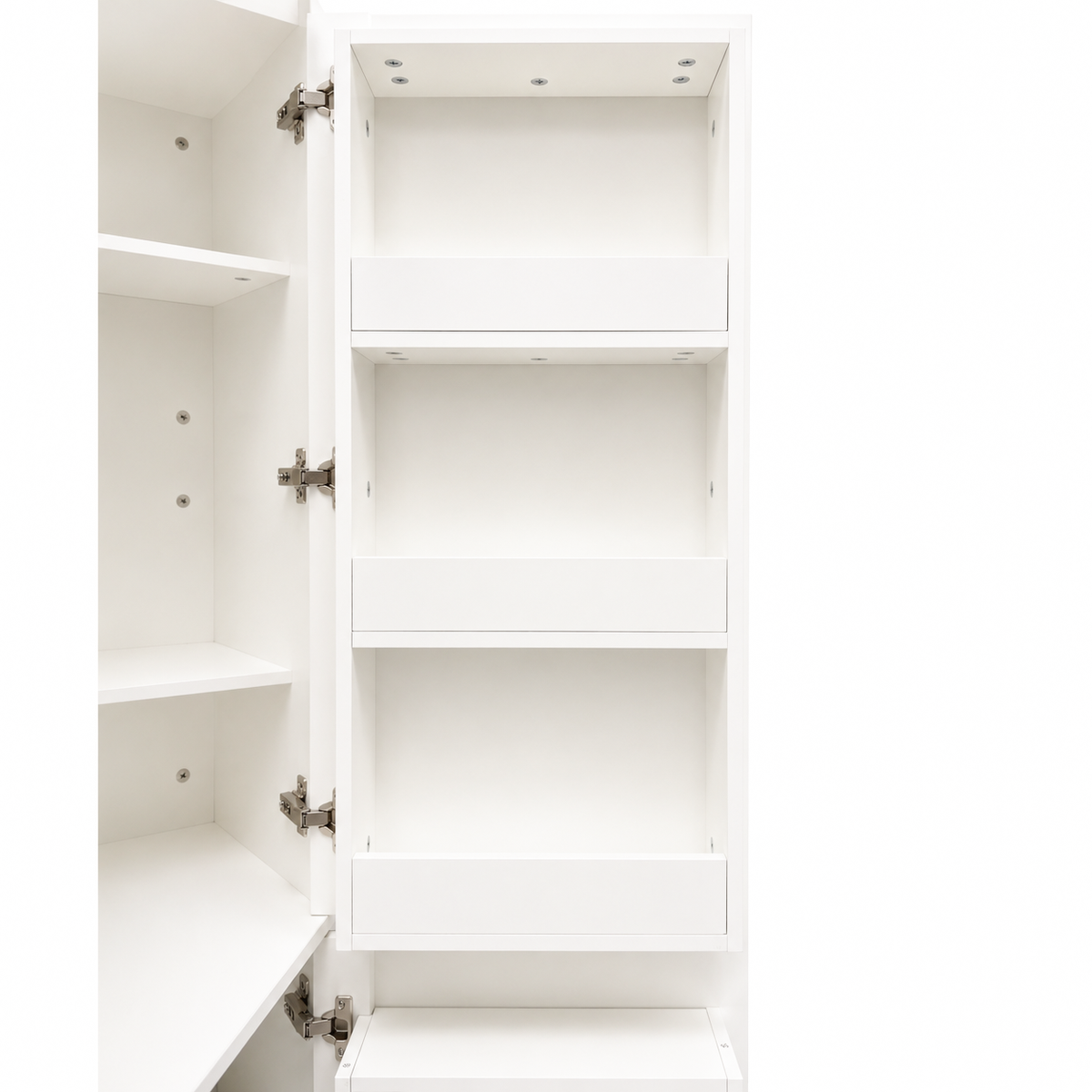 White Corner Kitchen Pantry Cabinet with Vertical Storage - White HouseOfZazla
