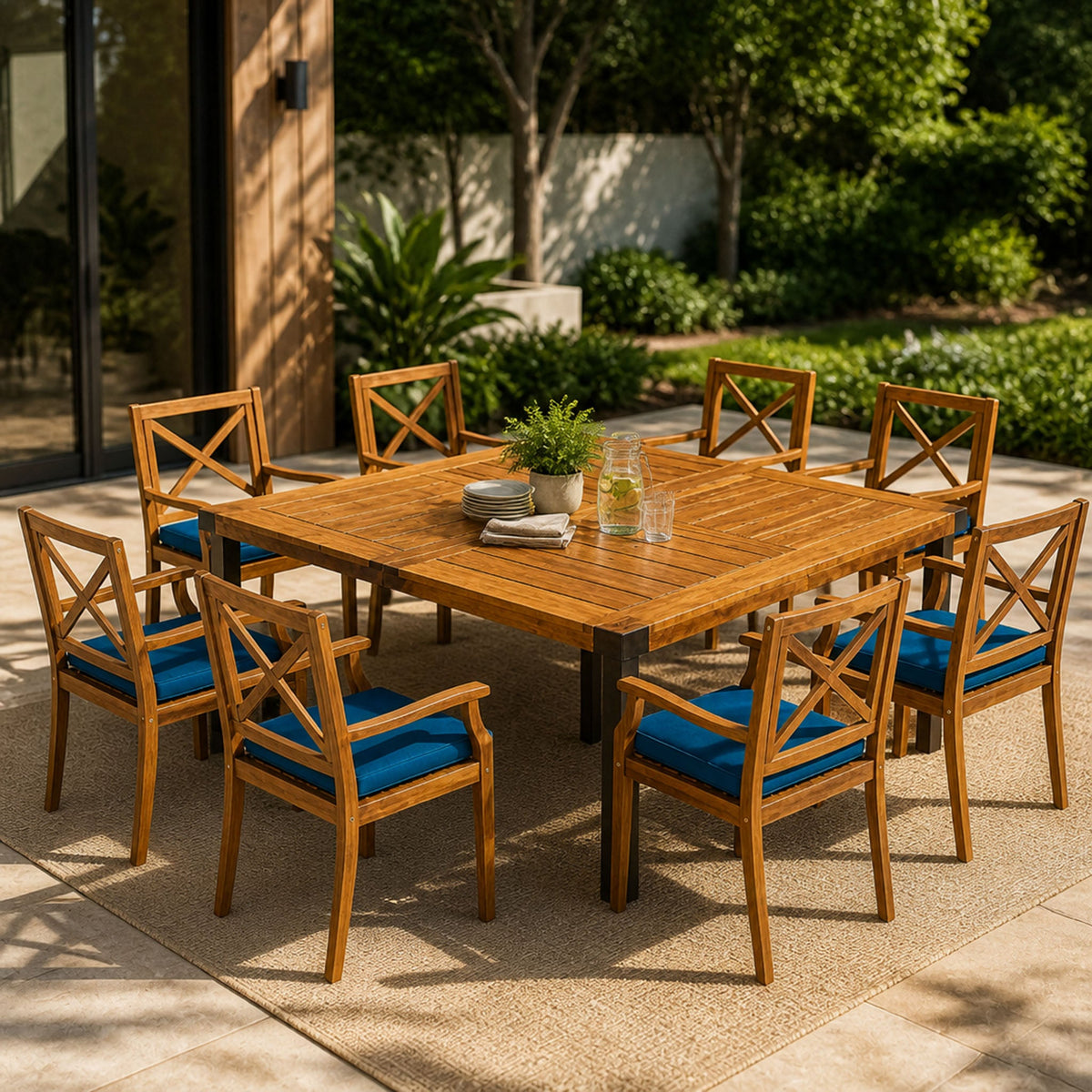 9-Piece Acacia Wood Outdoor Patio Dining Set HouseOfZazla