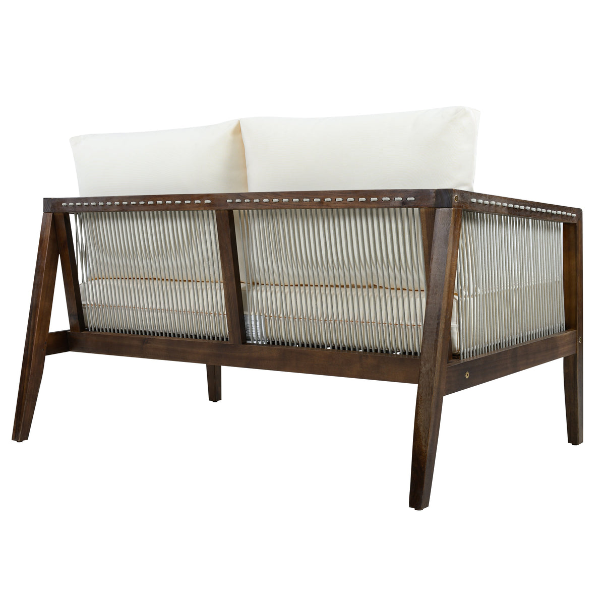 Outdoor 4-Piece Sofa Set, Acacia Wood Frame with Rope Detail HouseOfZazla
