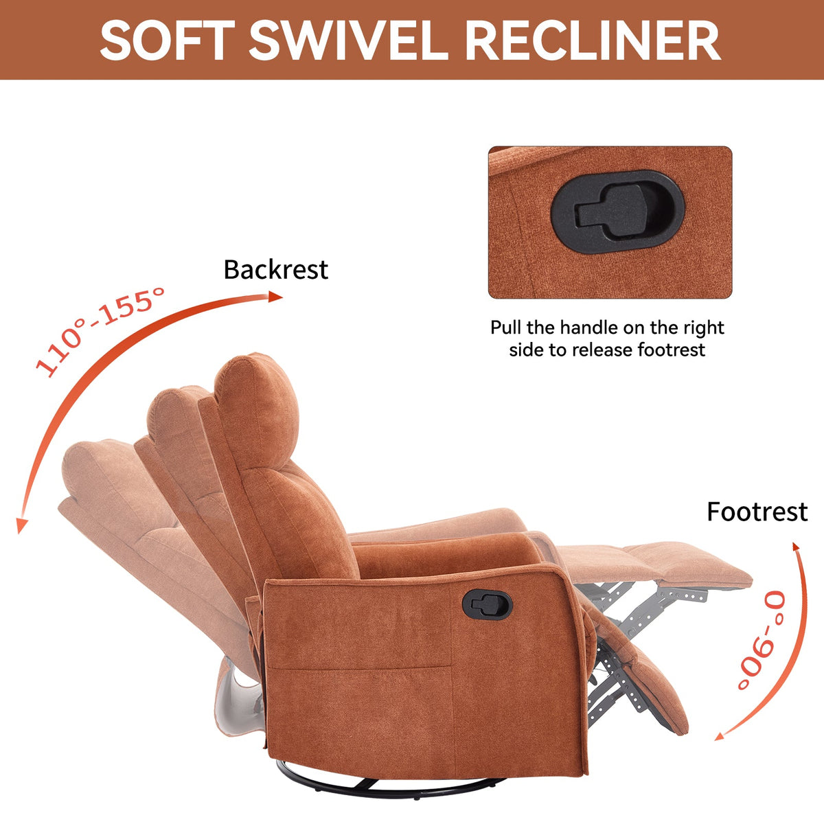 Heat Massage Manual Recliner Chair with Rocker & Swivel HouseOfZazla
