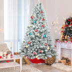 4FT Flocked Christmas Tree with Pine Cones and Snowy PVC Design