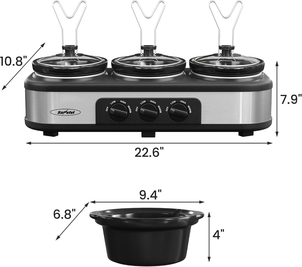 Triple Slow Cooker & Food Warmer