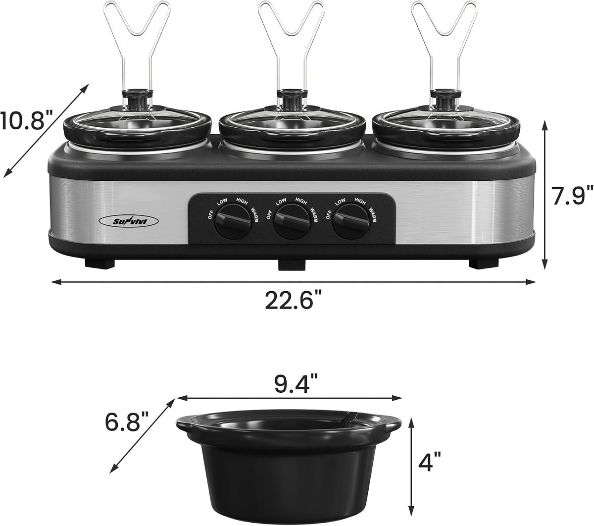 Triple Slow Cooker & Food Warmer