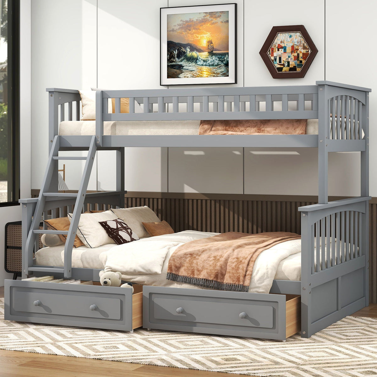 Convertible Storage Bunk Bed with Drawers - Twin Over Full HouseOfZazla