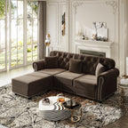 Upholstered Velvet Sofa with Nailhead Trim and Ottoman