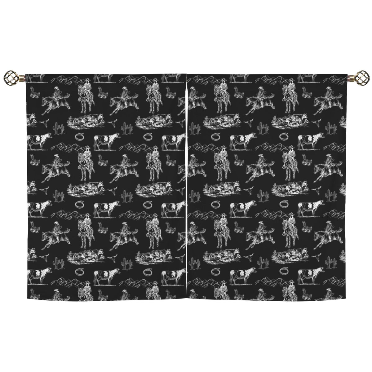 Baha Ranch Ranch Life Window Curtains 28"x40" (2-Piece) Made in America