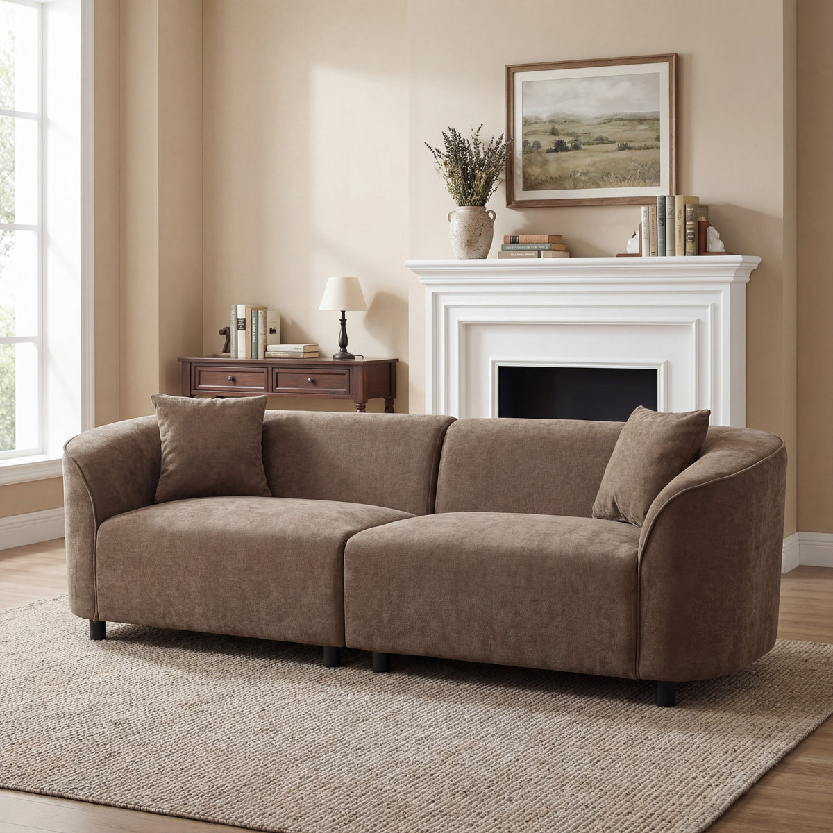 87" Curved Contemporary Sofa in Brown HouseOfZazla