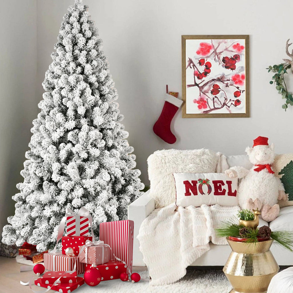 6ft Flocked Pre-Lit Christmas Tree with 300 Warm White Lights - Snow Effect HouseOfZazla