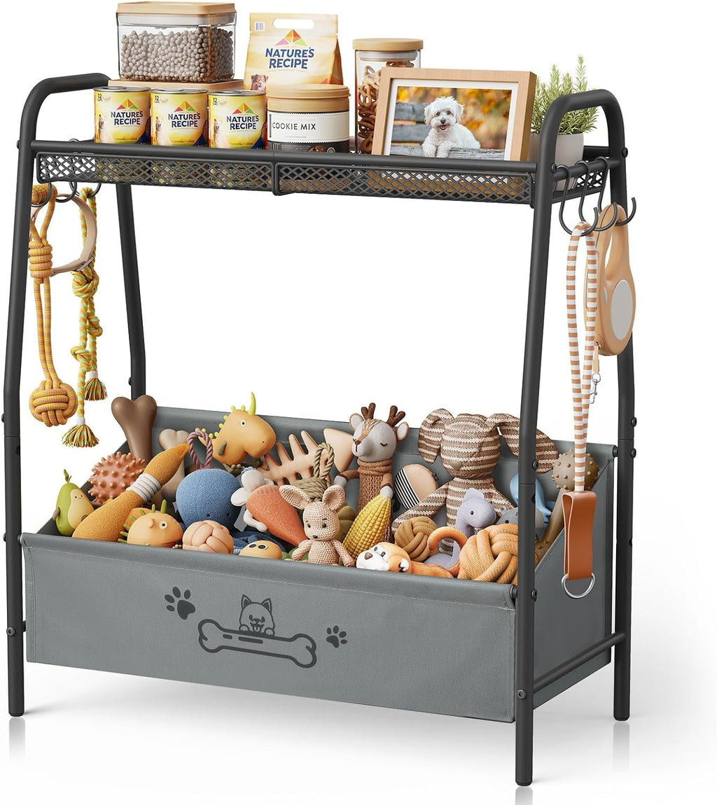 Dog Toy Storage Organizer with Shelf & 6 Hooks Wags & Whiskers Pet Supply