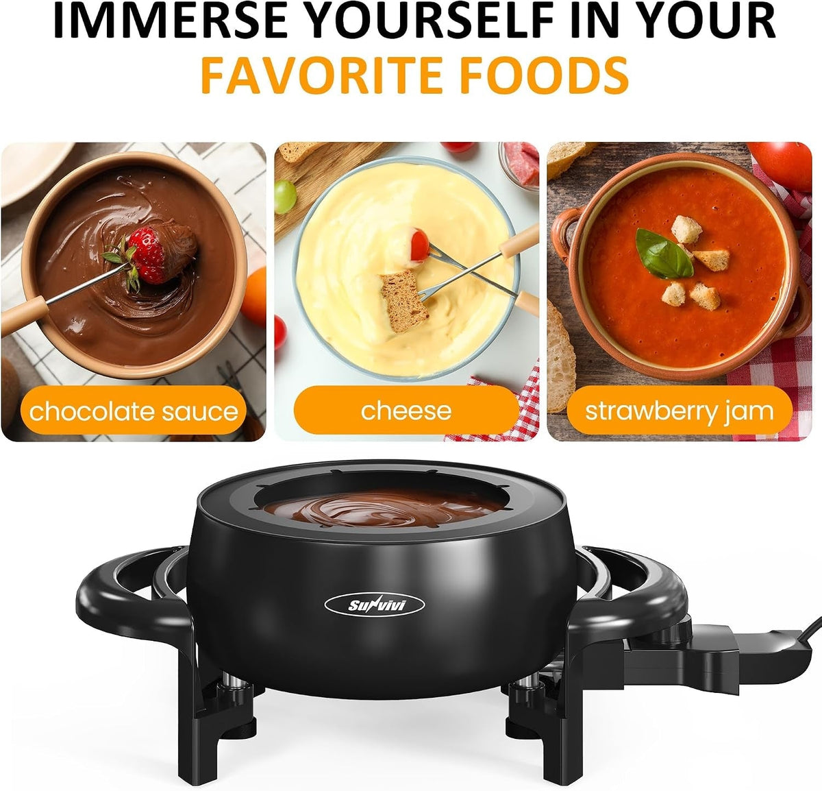 3 Quart Electric Fondue Pot Set HouseOfZazla