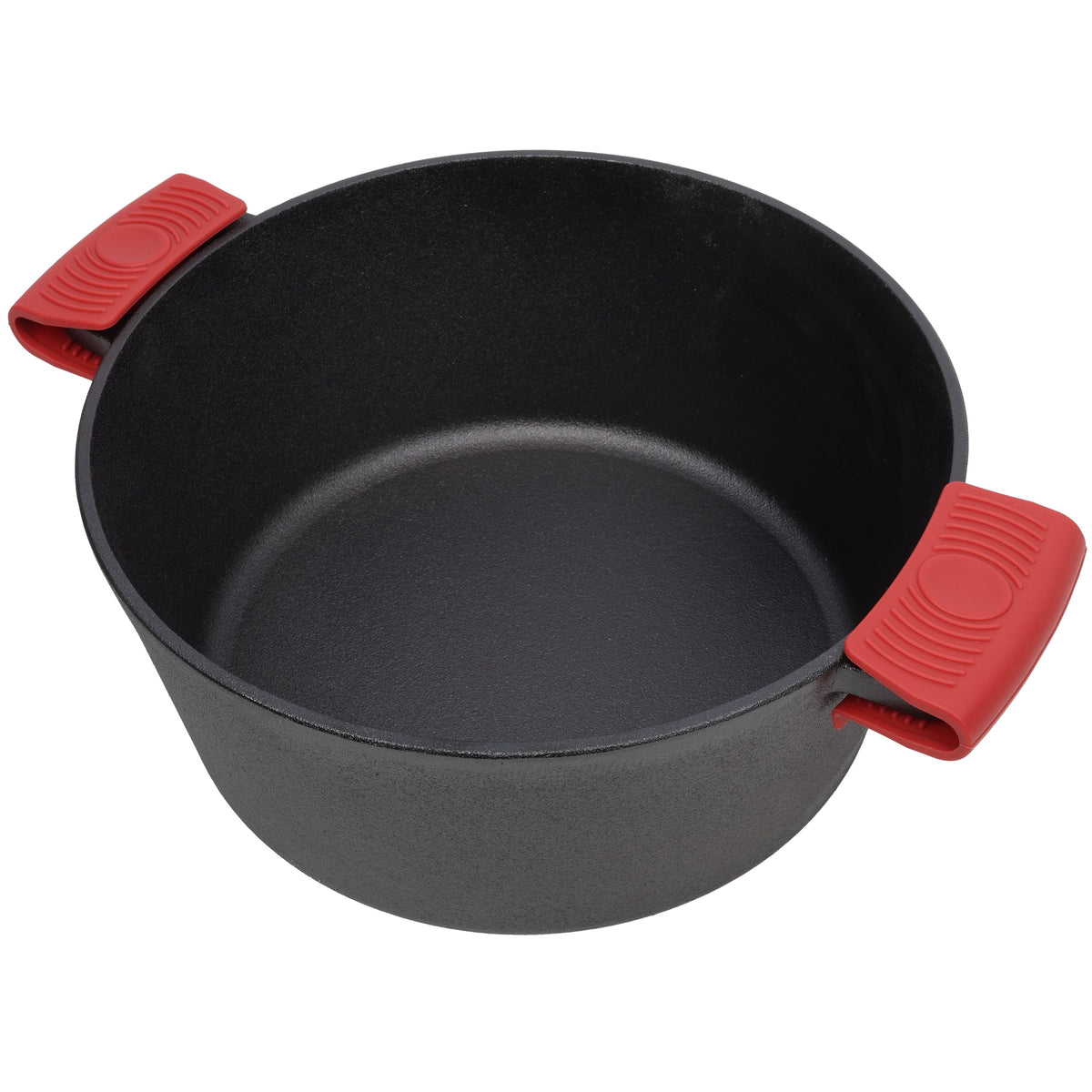 2 in 1 Pre-Seasoned Cast Iron Dutch Oven With Dual Handles, Outdoor Camping Deep Pot for Camping Fireplace Cooking BBQ Baking Campfire, 5 Quart.With 2pcs Silicone Handel Covers. Montret