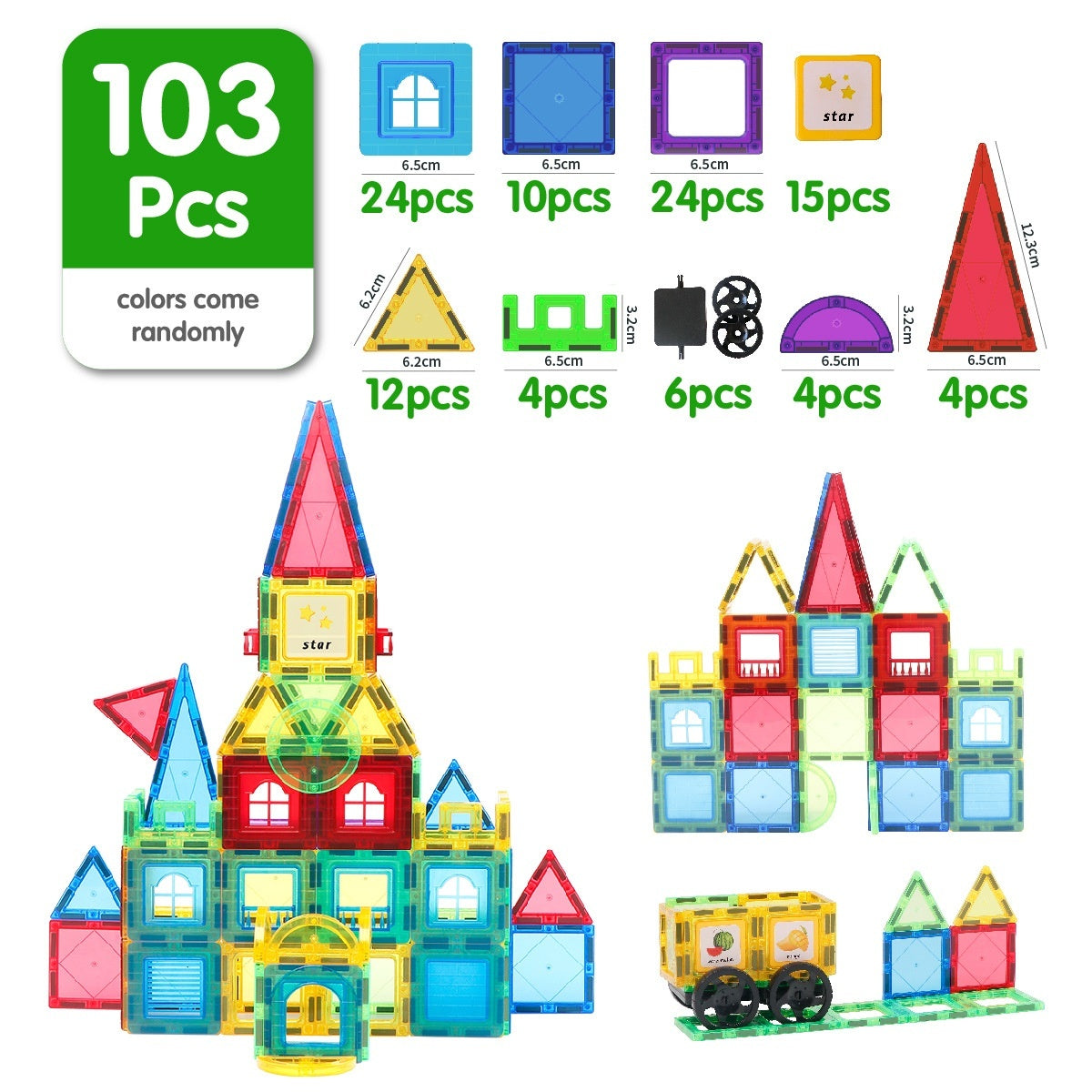 65cm Colorful Window Childrens Magnetic Building Toy  Educational Magnetic Blocks