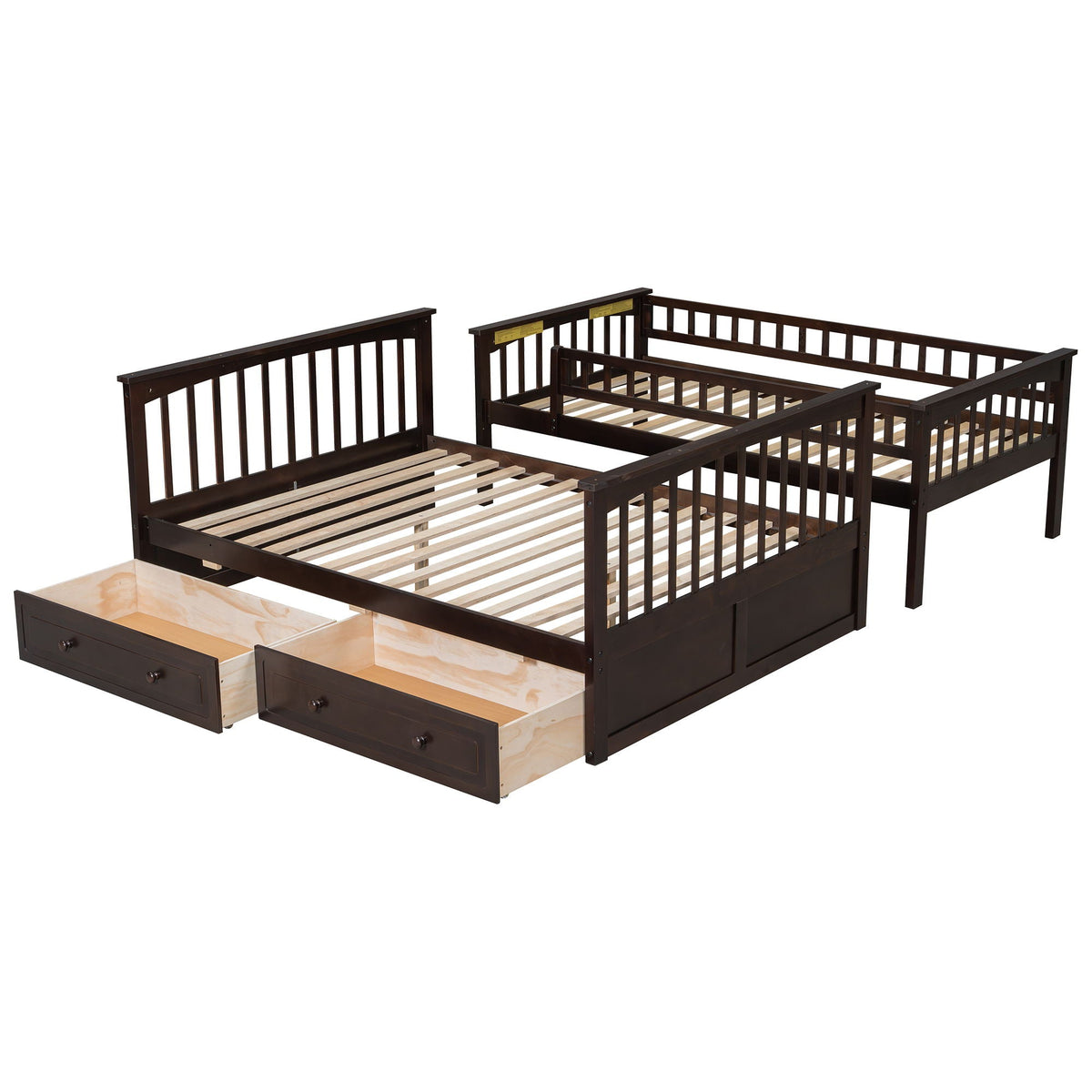 Convertible Storage Bunk Bed with Drawers - Twin Over Full HouseOfZazla