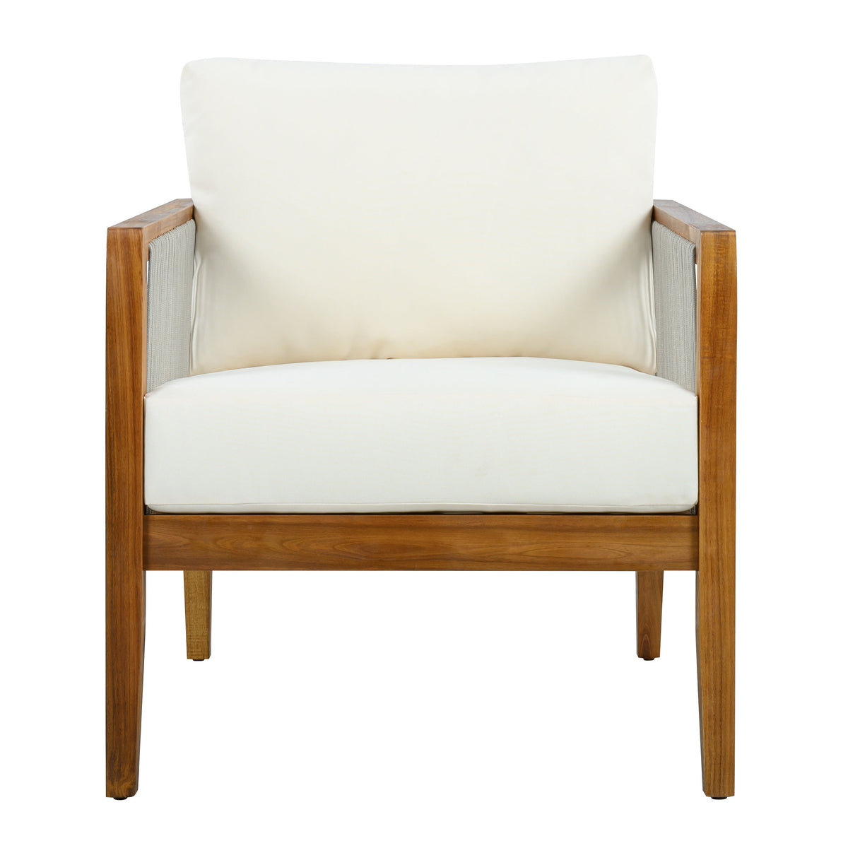 Outdoor 4-Piece Sofa Set with Acacia Wood Frame and Rope Detail - Natural Finish HouseOfZazla