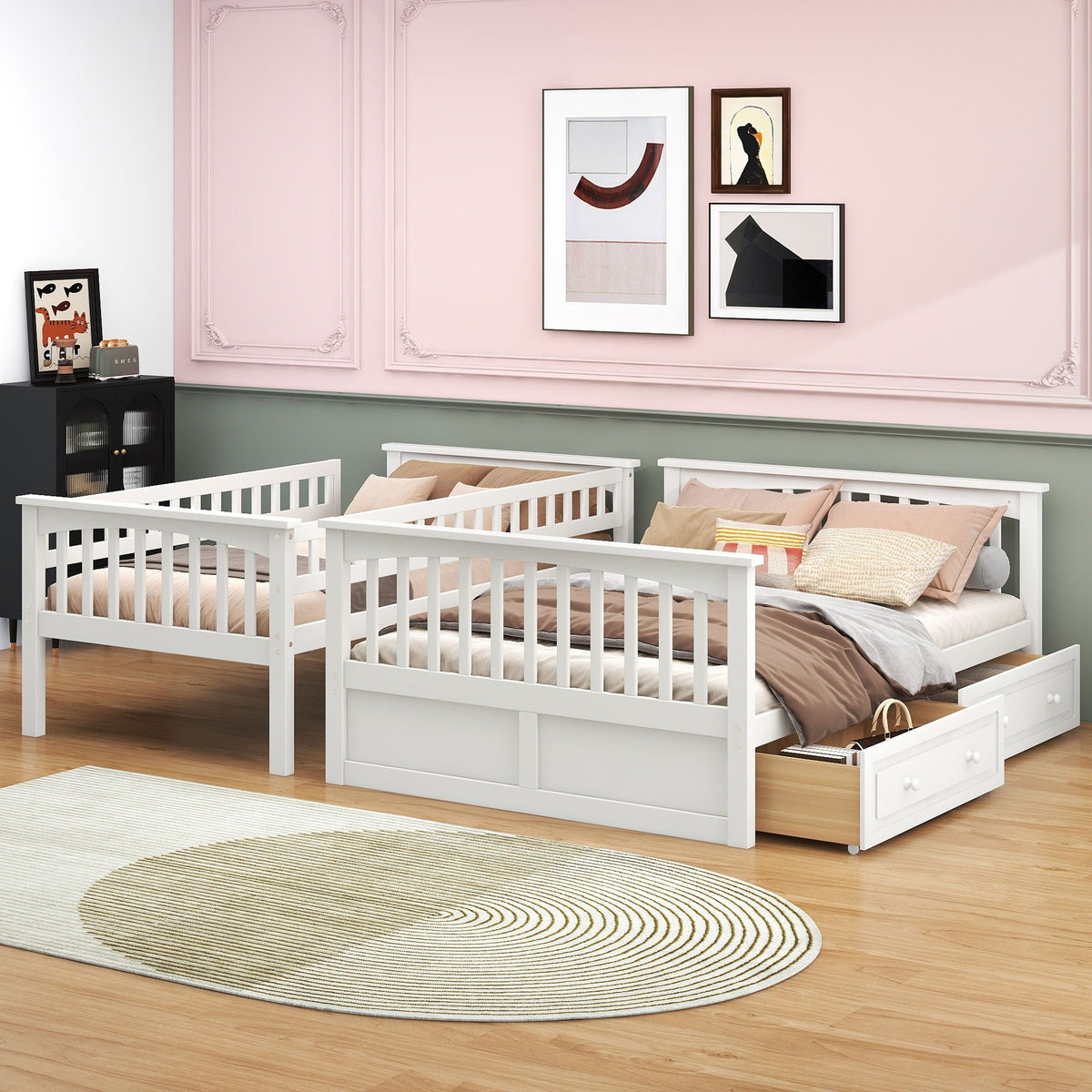 Convertible Storage Bunk Bed with Drawers - Twin Over Full HouseOfZazla