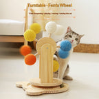 Cat Scratching Board, Solid Wood Cat Turntable Toy, Hemp Rope Claw Sharpening Ball, Cat Self-Entertainment Toy, Cross-Border Pet Supplies