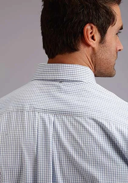 Stetson 5663 Two Stripe Straight (Blue) - Men's Western Shirt