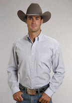 Stetson 5663 Two Stripe Straight (Blue) - Men's Western Shirt