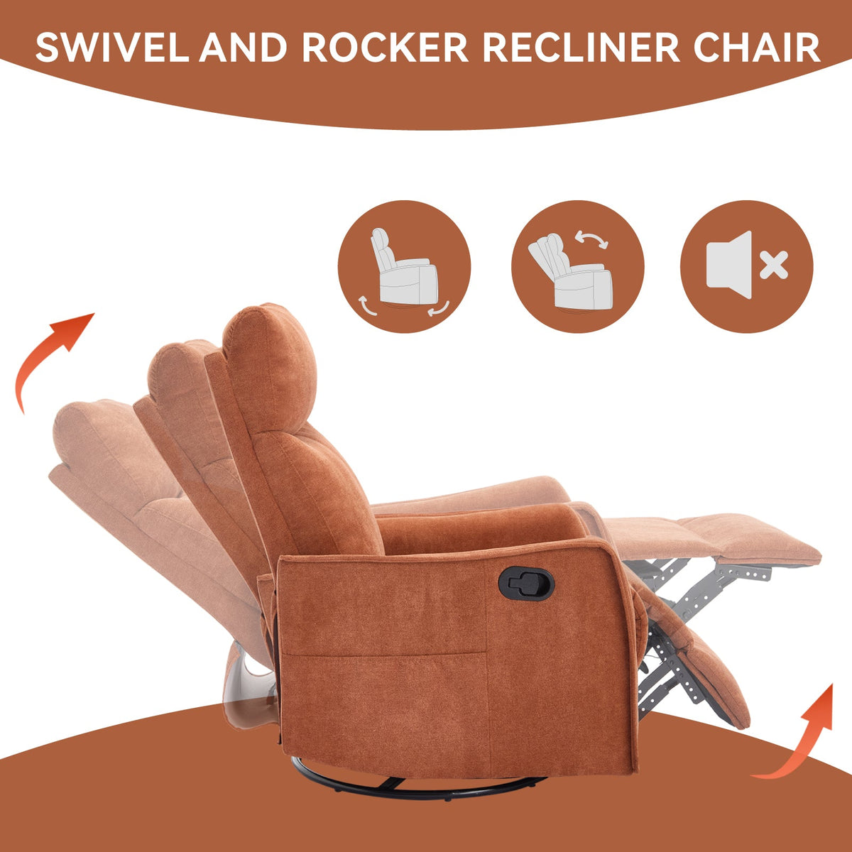 Heat Massage Manual Recliner Chair with Rocker & Swivel HouseOfZazla