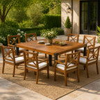 9-Piece Acacia Wood Outdoor Patio Dining Set