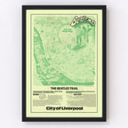 Vintage Map of Liverpool, England 1974
