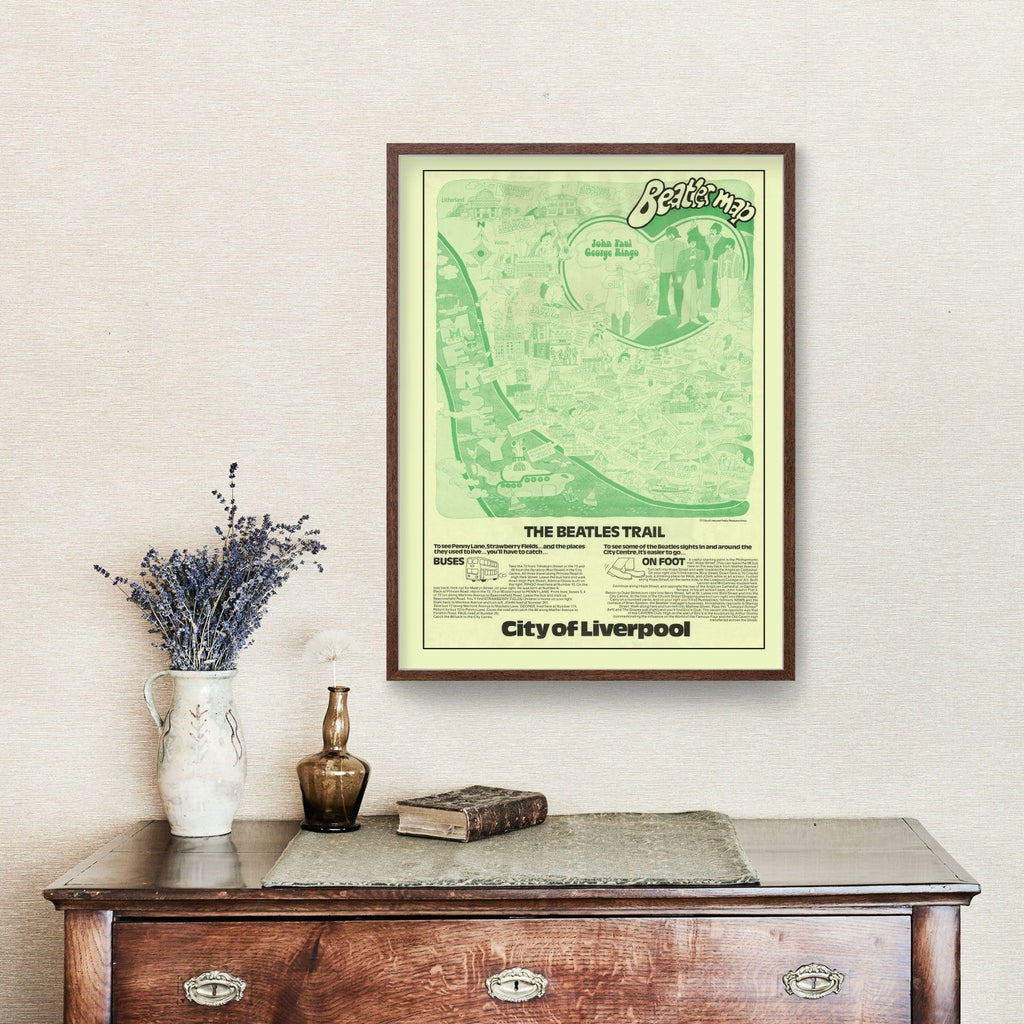 Vintage Map of Liverpool, England 1974