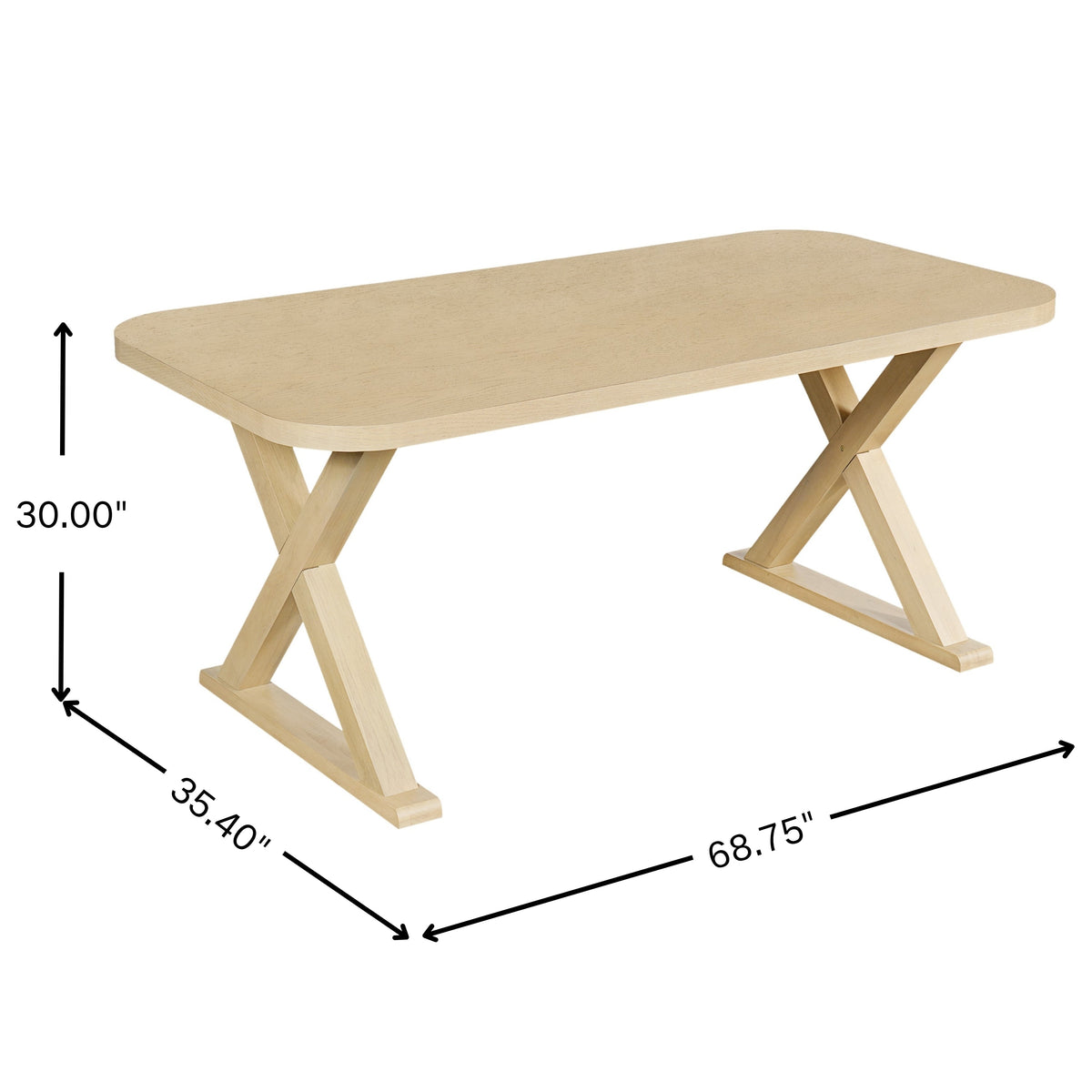 Natural Oak Veneer Dining Table with Rubber Wood Legs - Natural HouseOfZazla