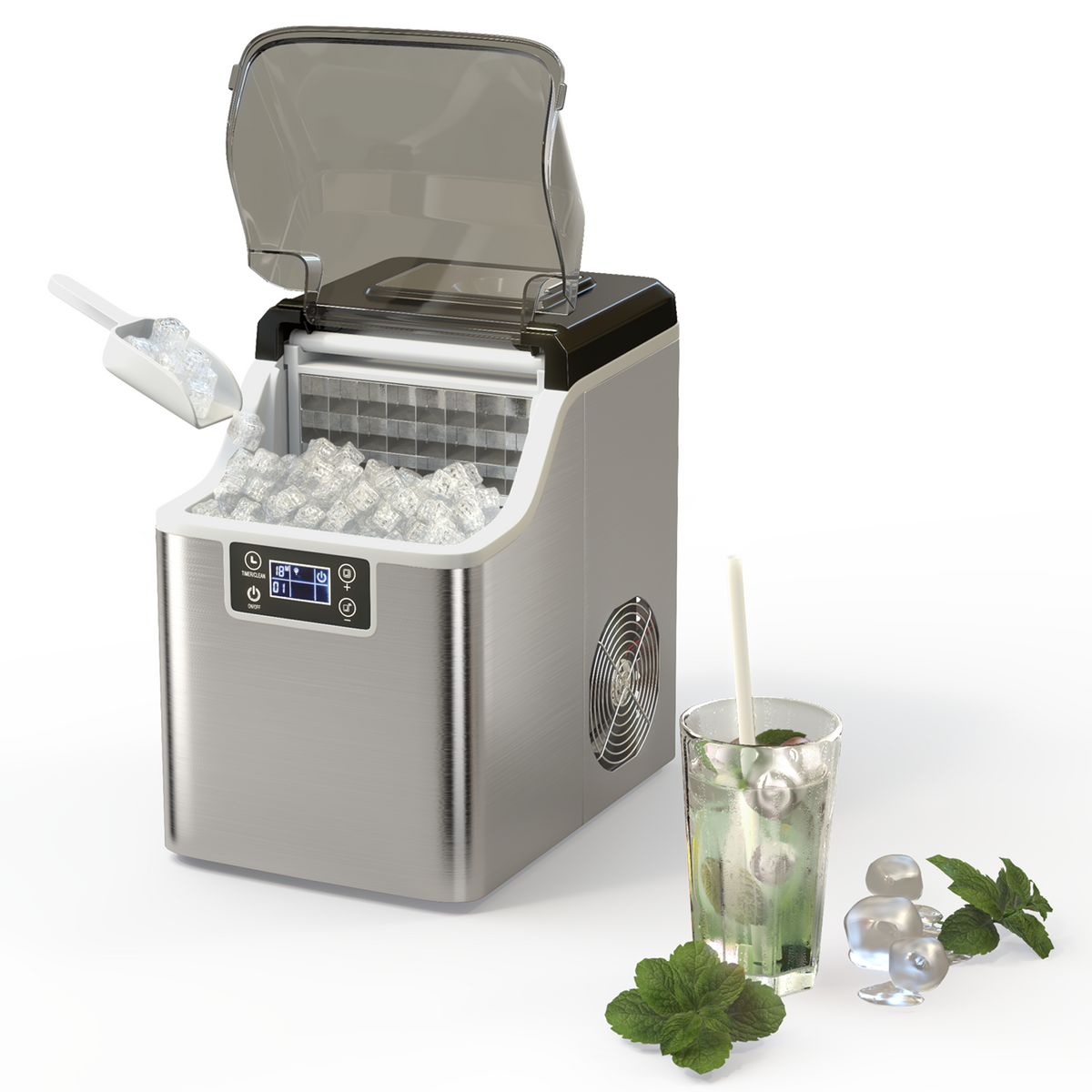 Electric Countertop Ice Maker with Ice Scoop and Basket-Sliver DirectDeals