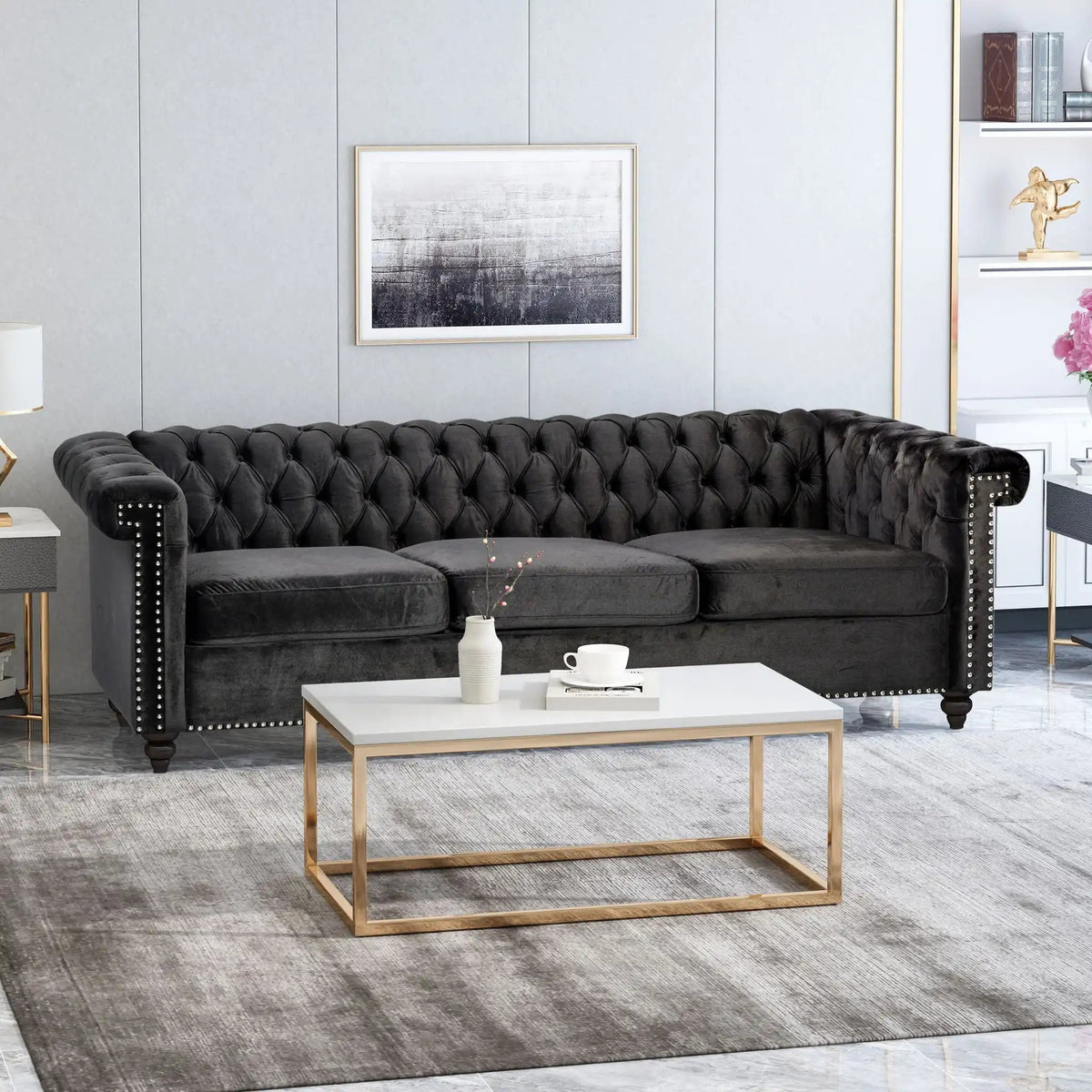 Chesterfield Style 3 Seater Sofa with Deep Button Tufting - Multiple Colors HouseOfZazla