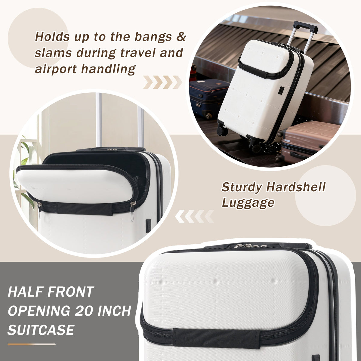 5 Piece Hardside Luggage Set with USB Port - Black HouseOfZazla
