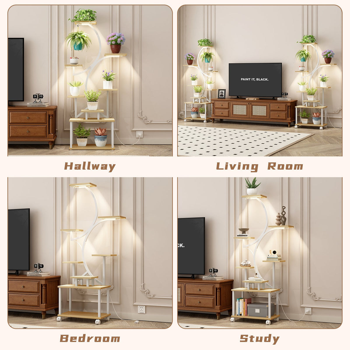62" Tall Indoor Plant Stand with Grow Lights - 8 Tiered Shelf HouseOfZazla