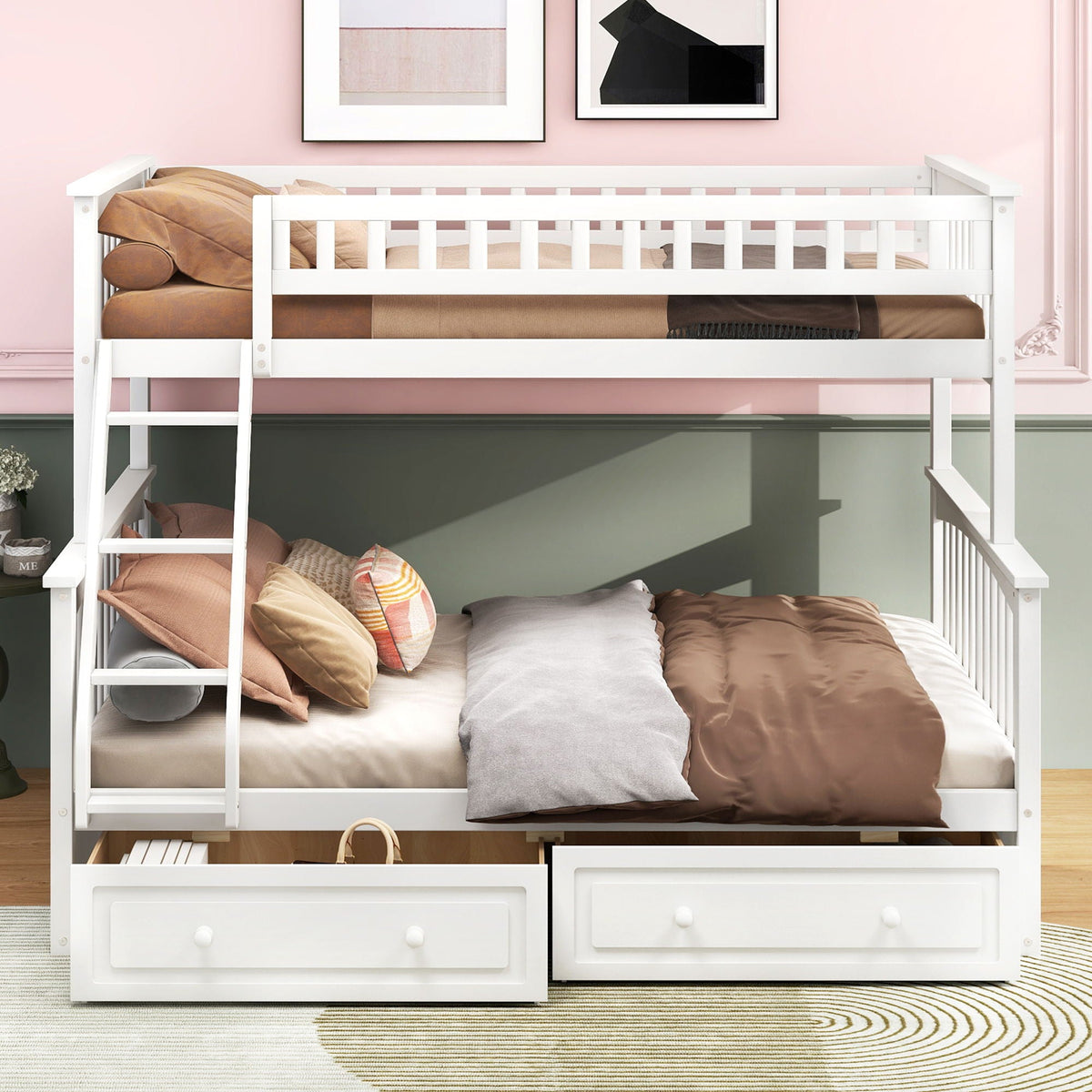 Convertible Storage Bunk Bed with Drawers - Twin Over Full HouseOfZazla