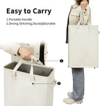Small Laundry Hamper 45L – Slim Collapsible Hamper With Handles for Small Spaces (22 inchesBeige) –