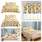 DaDa Bedding Yellow Fleur Duvet Cover, Sheets & Valance Set