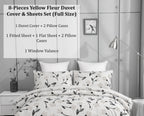 DaDa Bedding Yellow Fleur Duvet Cover, Sheets & Valance Set