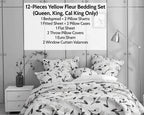 DaDa Bedding Yellow Fleur Floral Bed in a Bag Set - Ivory Botanical