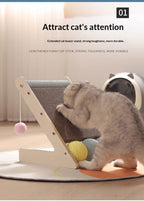 L-Shaped Wall-Mounted Corrugated Cat Scratcher With Sisal Ball