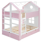 Full Size Bunk Bed with Storage Drawers & Shelves
