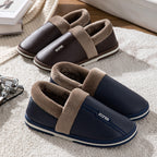 Waterproof Indoor Shoes Womans Mens Winter Home Slippers Faux Leather Warm Plush House Floor Slipper Anti-slip Footwear Women's Cozy Memory Foam Slippers With Warm Plush Fur Lining
