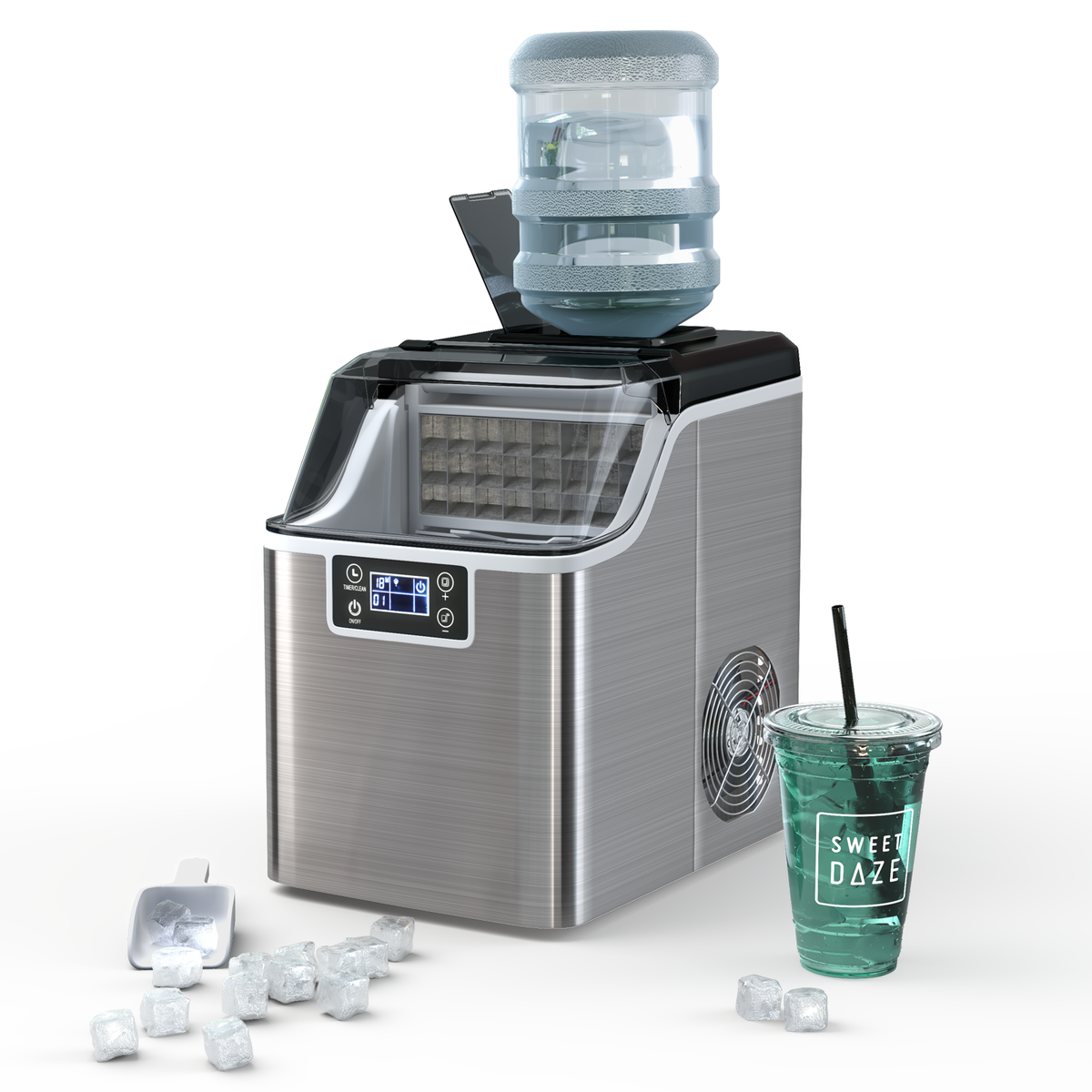 Electric Countertop Ice Maker with Ice Scoop and Basket-Sliver DirectDeals