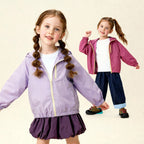 Kids Sun-Protective Casual Hooded Jacket With Contrasting Zippers