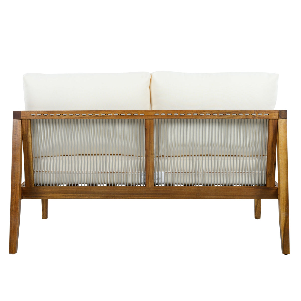 Outdoor 4-Piece Sofa Set with Acacia Wood Frame and Rope Detail - Natural Finish HouseOfZazla