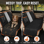 Dog Car Seat Cover For Back Seat,  Waterproof Hammock For Cars And SUVs Scratch-Resistant, Non-Slip Design With Mesh Window, Side Flaps And Storage Pocket, Black