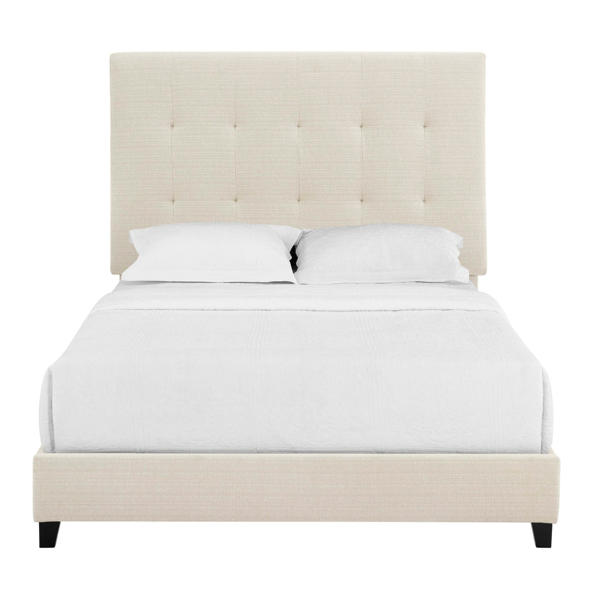 Tufted Upholstered Headboard Platform Bed with Padded Headboard - Queen, Beige or Dark Green HouseOfZazla